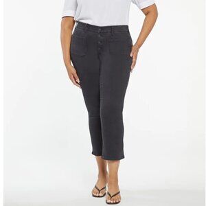 NYDJ Marilyn Waist Match Ankle Straight leg jeans Faded black size XL Button fly